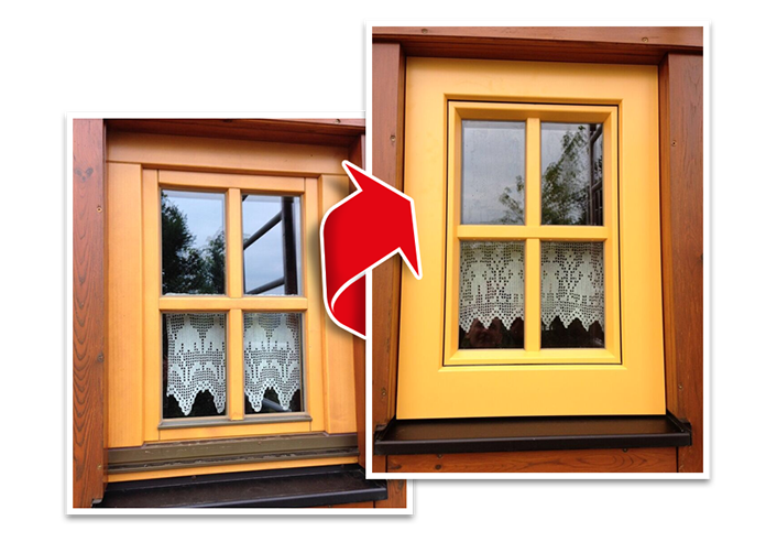 Aluminiumverkleidung von Fenster, Fenstersanierung