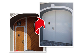 Aluminiumverkleidung von Türen, Sanierung von Türen