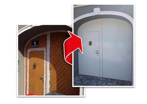 Aluminiumverkleidung von Türen, Sanierung von Türen